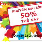 Mobifone khuyến mãi 50% giá trị thẻ nạp từ ngày 23-24/10/2014