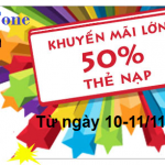 Mobifone khuyến mãi 50% giá trị thẻ nạp từ ngày 10-11/11/2014