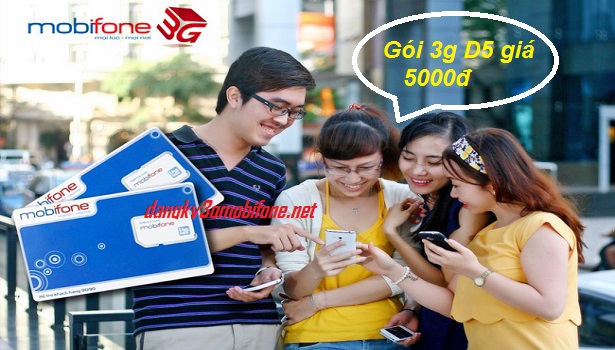 Đăng ký gói 3G D5 giá 5000đ/ngày của Mobifone