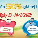 Khuyến mãi 50% giá trị thẻ nạp Mobifone ngày 13-14/1/2015
