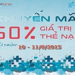 Mobifone khuyến mãi 50% thẻ nạp ngày 10/8 đến 11/8/2015