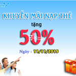 Vinaphone khuyến mãi 50% thẻ nạp ngày 11/11/2015