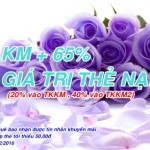 Vinaphone khuyến mãi 65% nạp thẻ ngày 23/2/2016