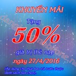 Mobifone khuyến mãi 50% ngày 27/4