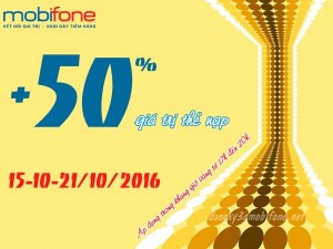 Mobifone khuyến mãi 50% giá trị thẻ nạp từ 15-21/10 tại các điểm bán lẻ