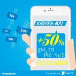 Vinaphone khuyến mãi 50% giá trị thẻ nạp ngày vàng 11/11/206