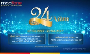 Mobifone khuyến mãi nhân đôi dung lượng data ngày 16/4/2017