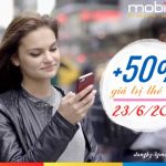 Mobifone khuyến mãi 50% giá trị thẻ nạp ngày 23/6/2017