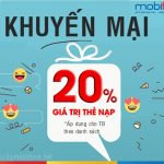Khuyến mãi 20% nạp thẻ Mobifone ngày 24/10/2018 cho trả trước